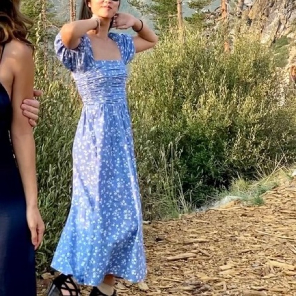 Reformation Blue Floral Midi Dress